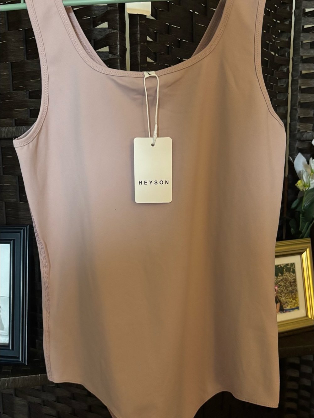Heyson Scoop Neck Tank Bodysuit in light pink. - Picture 4 of 4